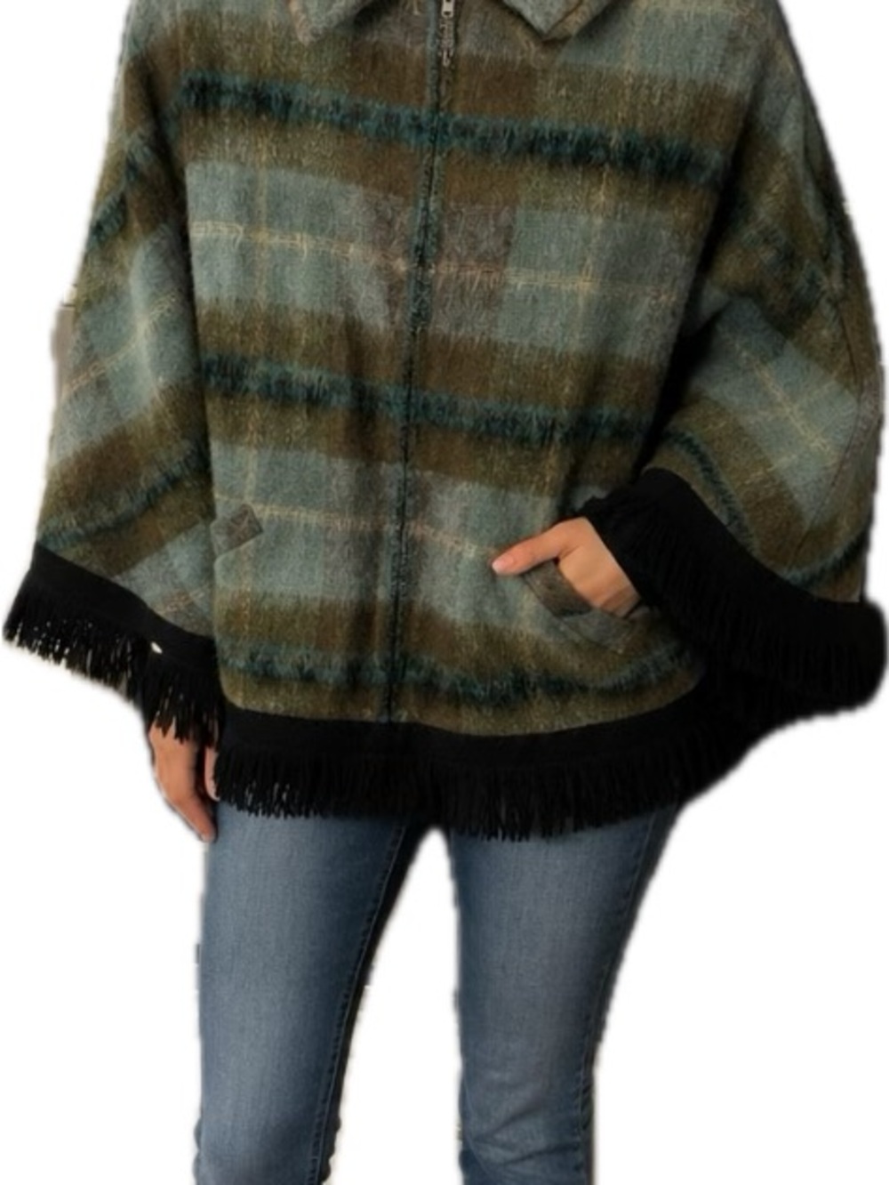 1960’s Vintage Strathtay Scottish Mohair wool quarter zip poncho/cape - Picture 2 of 6